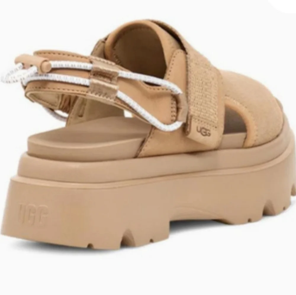 Ugg Cady Plateform Sandals In Sand Suede Leather Designer Summer Walking Shoe 78 - Picture 3 of 11